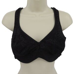 Enchanting 42D Bra Black Floral Flower Mesh Keyhole Underwire Unlined Plus Size